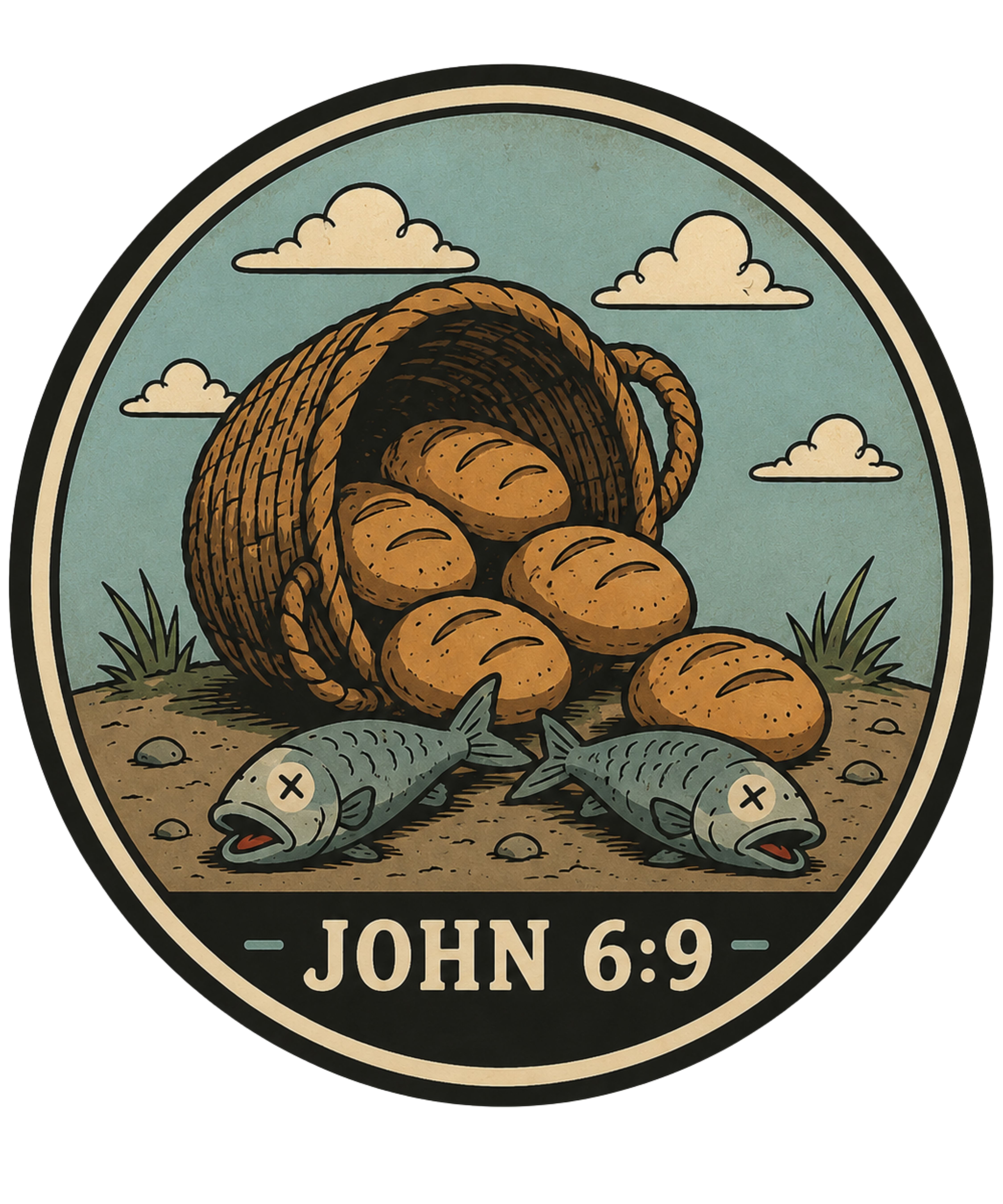 Feeding of the 5000 — retro badge John 6:9